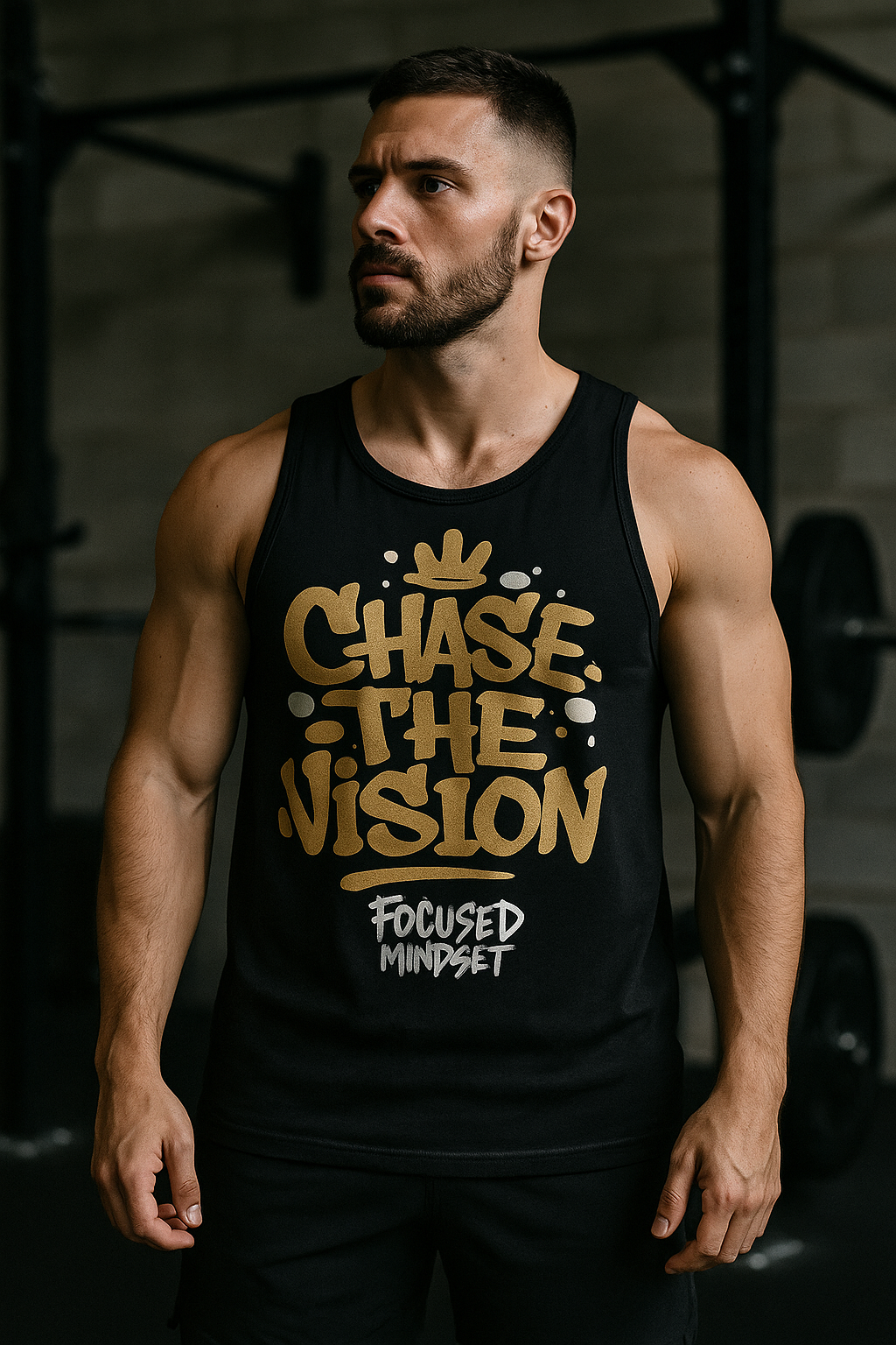 “Chase the Vision” Tank – Black/Gold/silver