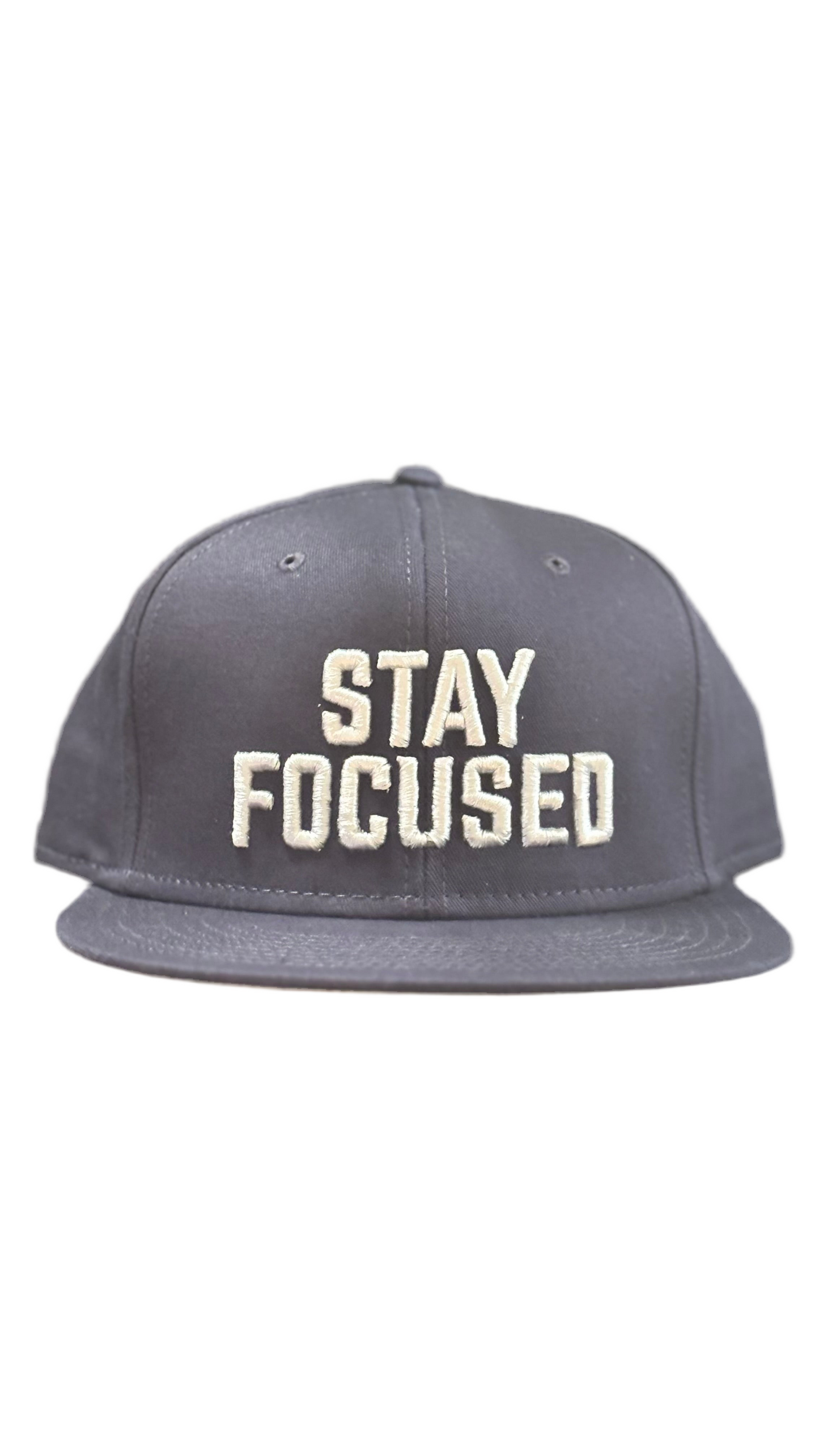 Stay Focused” Snapback – Navy/Silver