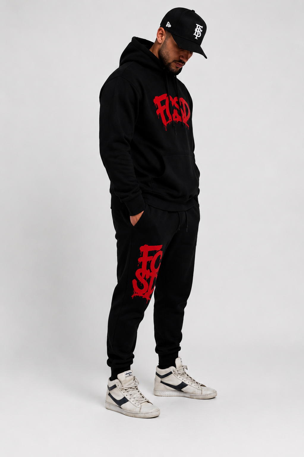FCSD Graffiti Hoodie & Jogger Set – Black/Red