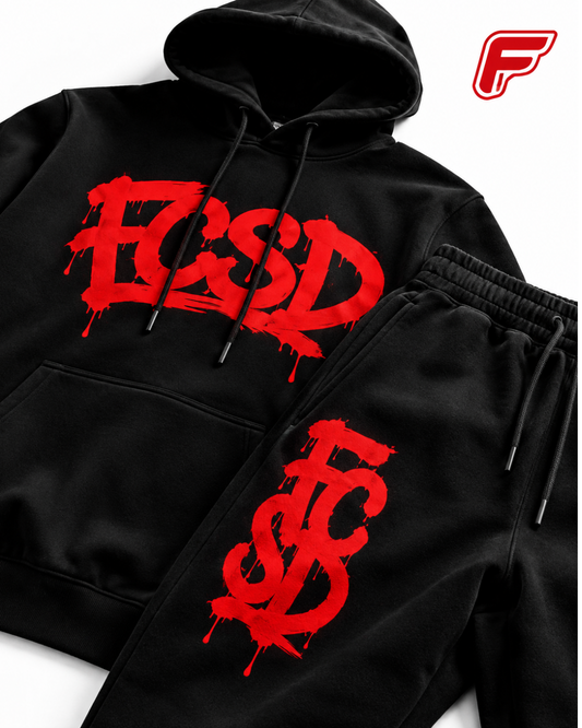 FCSD Graffiti Hoodie & Jogger Set – Black/Red