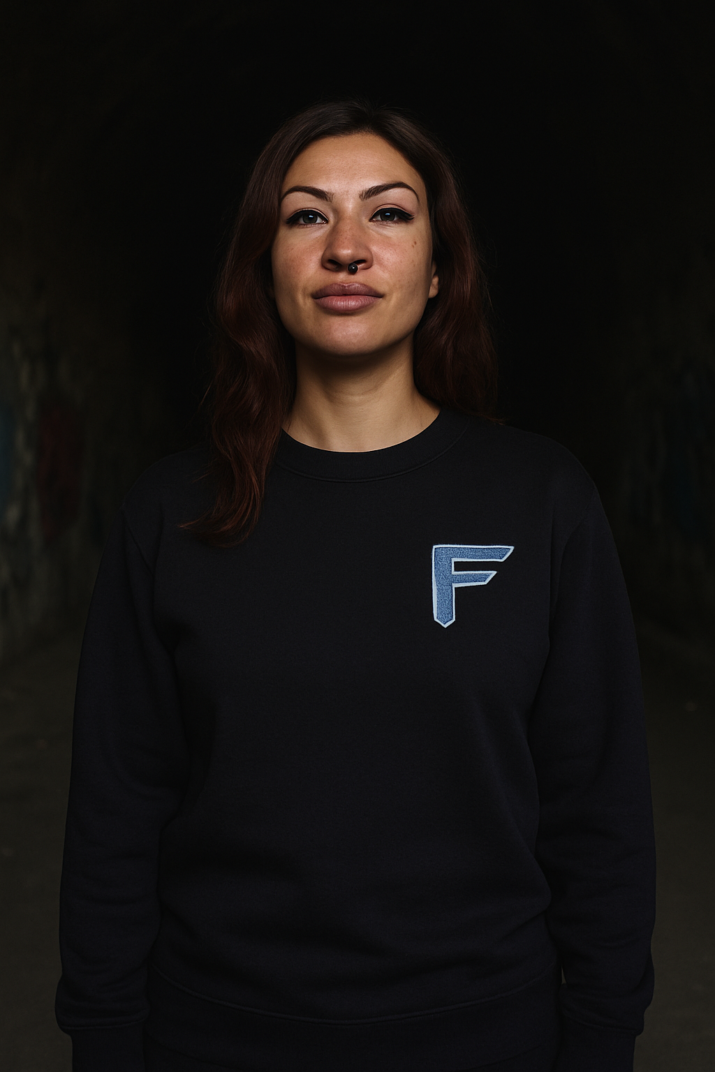 “Fearless” Focused classic crewneck sweater